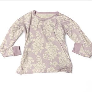 Floral Long Sleeve Top in Lavender and White